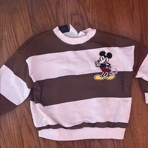 Zara Disney Two-Tone Crewneck Sweatshirt - Brown & White
